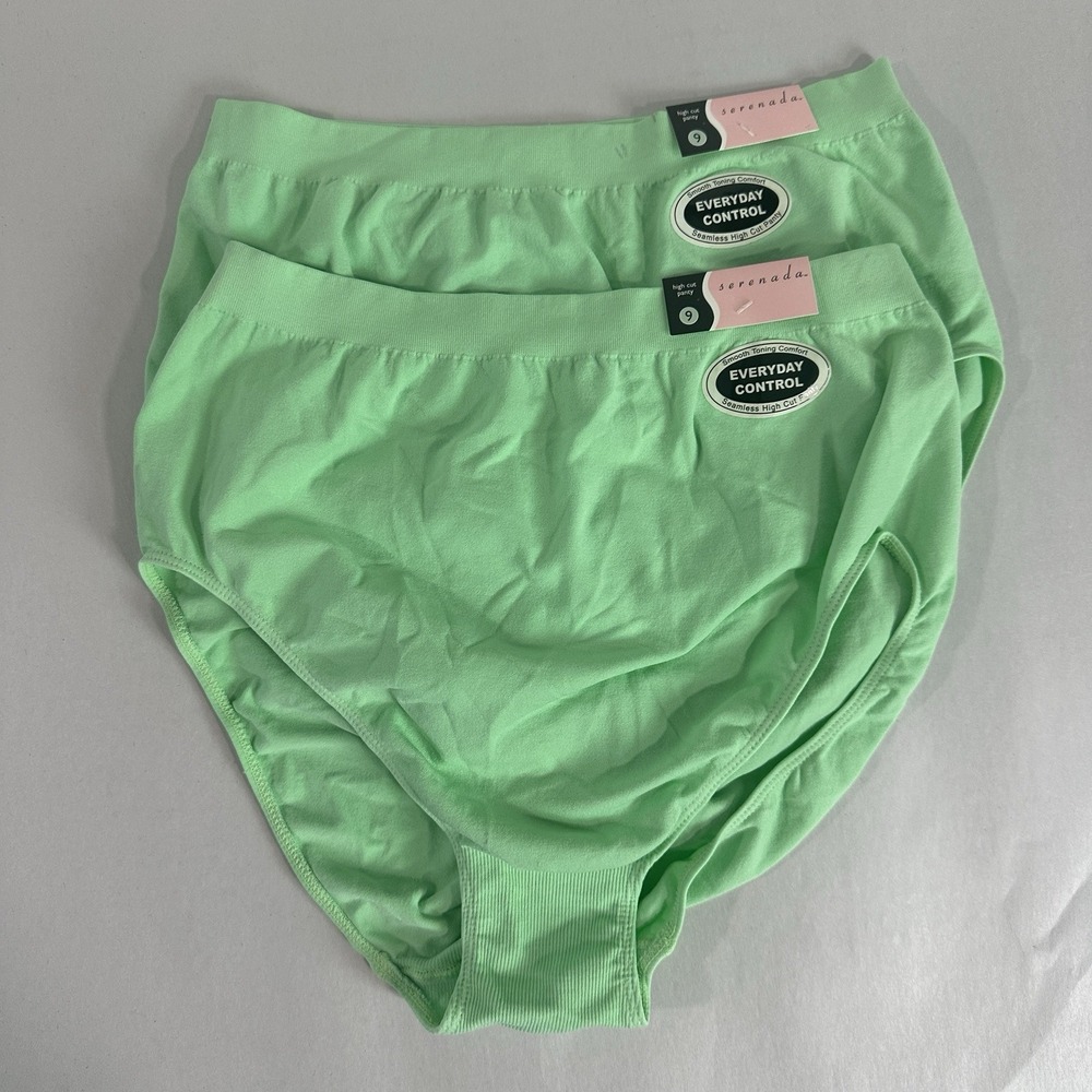 2 Pack Serenada Seamless Hi‎ Cut Brief Panties Size XXL 9 New Green